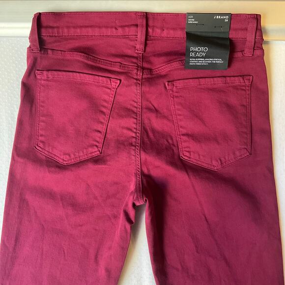 J Brand Women Skinny Jeans 602 Size 28 Deep Plum Red Mid-Rise Stretch Boot Cut - Picture 11 of 12